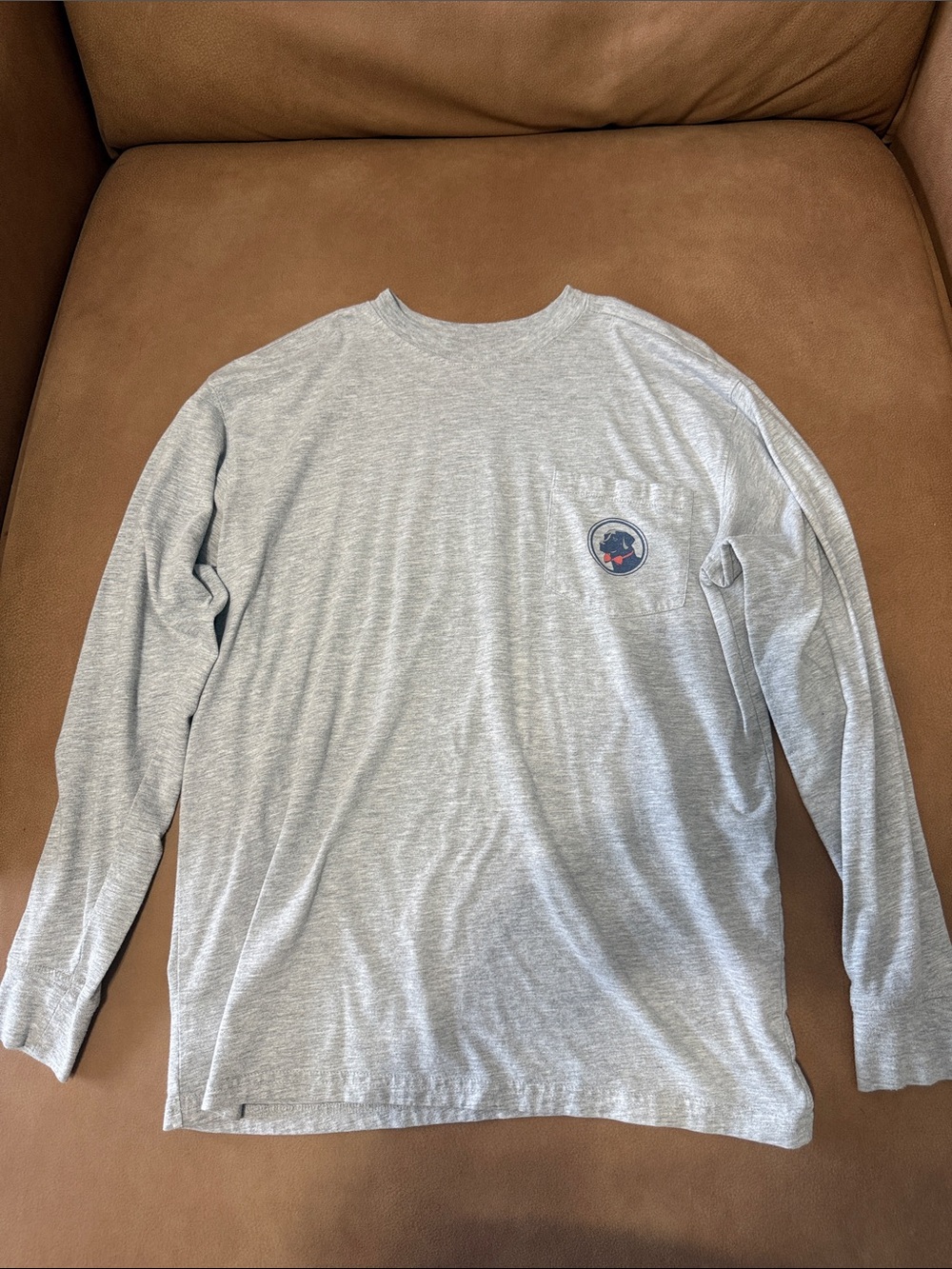 Southern Proper Light Gray Long Sleeve Pocket Tee with Embroidered Chest Logo
